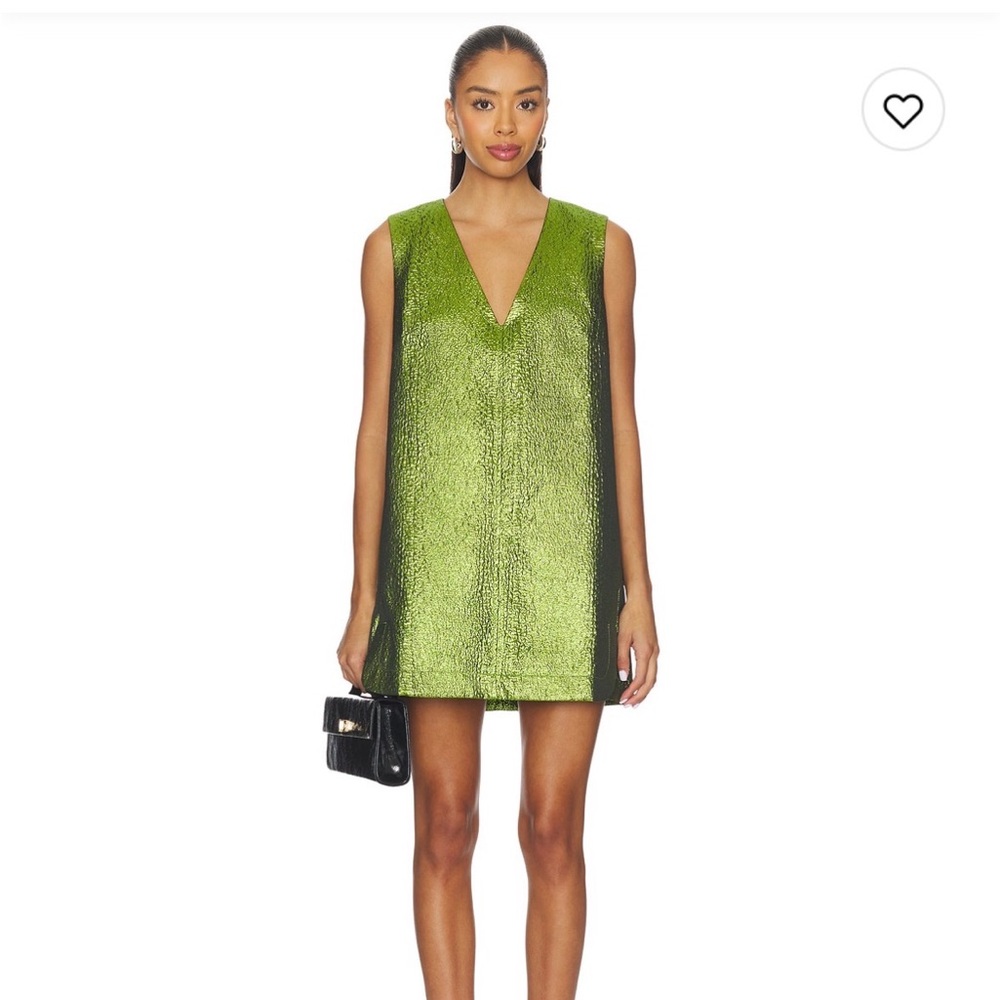 Simone Miller Fountain Metallic Mini Dress in Matcha